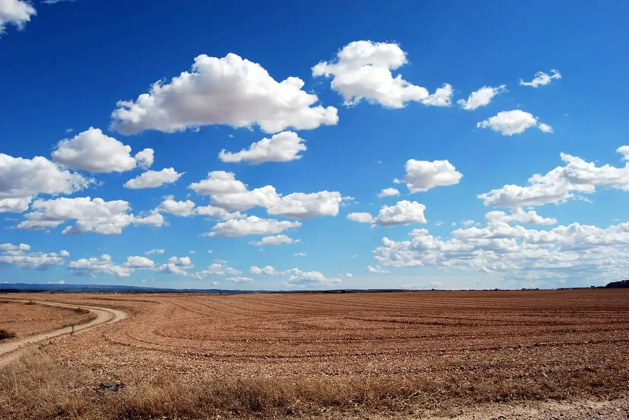 Weites Feld unter blauem Himmel